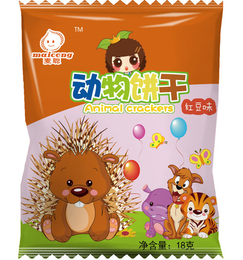 麥聰動(dòng)物餅干紅豆味袋裝180g