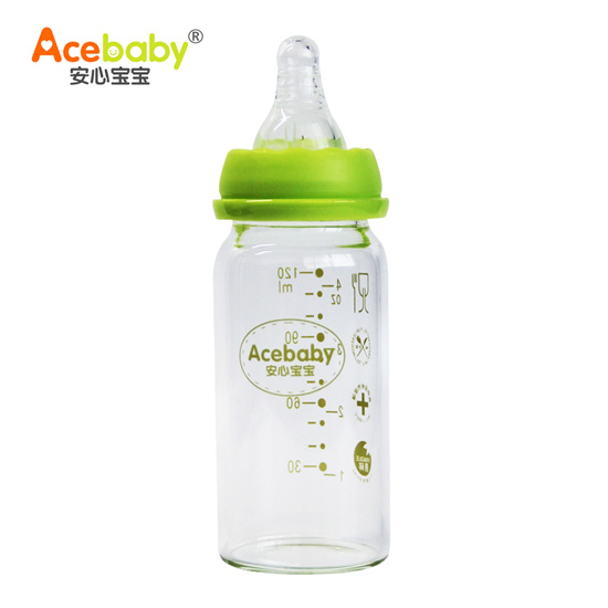 安心寶寶120ml標(biāo)準(zhǔn)口徑高硼硅玻璃奶瓶