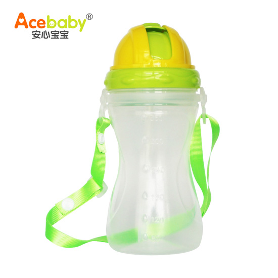 安心寶寶炫彩旅行水壺黃蓋綠邊帶蓋