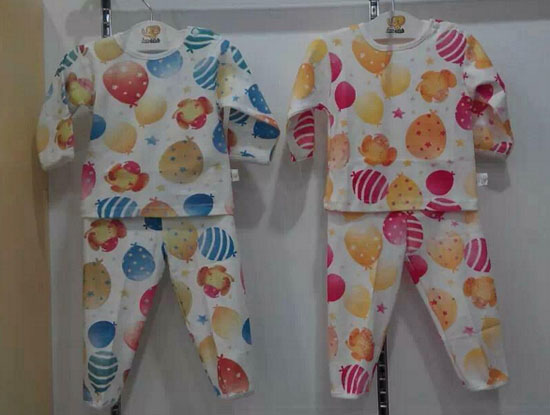 圣嬰島多彩水果兒童內(nèi)衣套裝圓領(lǐng)