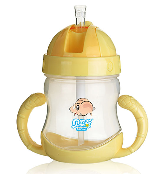 貝嬰奇滑蓋式雙耳太空杯黃色