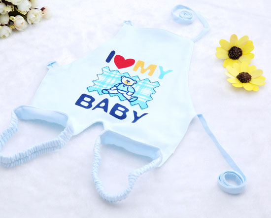 金色小魚(yú)素色雙面布可愛(ài)熊連腳肚兜