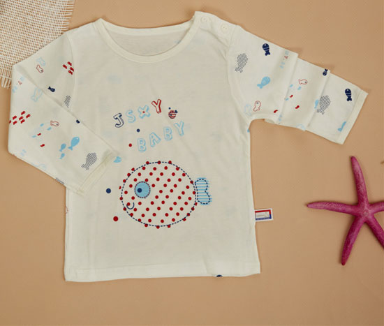 金色小魚竹纖維單面小魚肩開衫