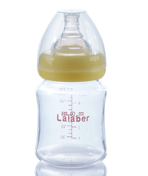 拉貝爾5安士寬口徑玻璃奶瓶-黃色奶環(huán)