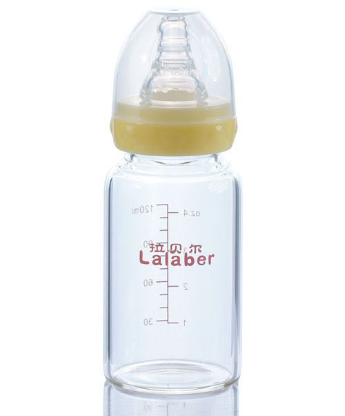拉貝爾4安士標(biāo)準(zhǔn)口徑玻璃奶瓶-黃色奶環(huán)