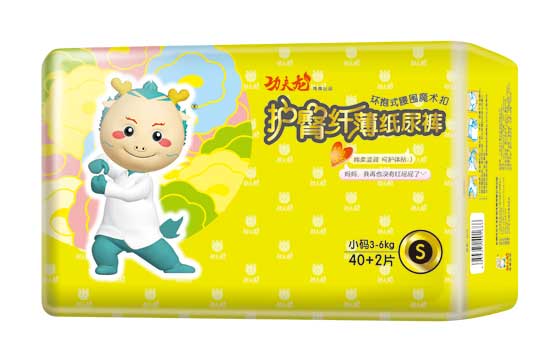 功夫龍護(hù)臀纖薄紙尿褲S碼黃色
