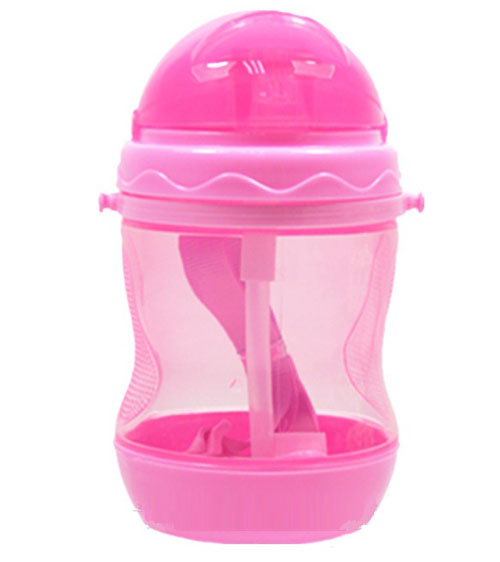 優(yōu)冠寶貝便攜PP吸管杯280ml粉色