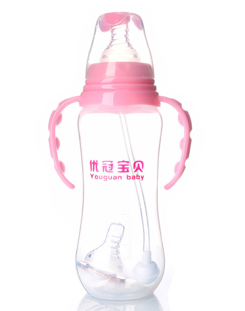 優(yōu)冠寶貝標(biāo)口徑PP奶瓶300ml粉色