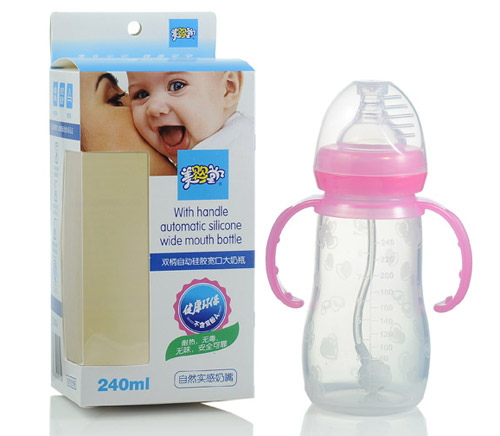 美嬰堂雙柄自動(dòng)硅膠寬口奶瓶240ML