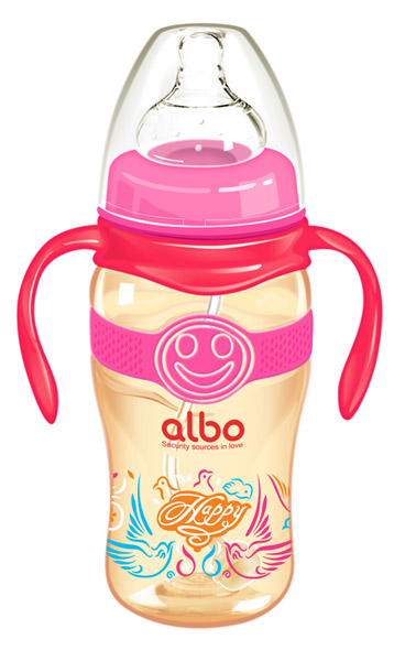 愛(ài)樂(lè)寶300mlPPSU寬口感溫自動(dòng)奶瓶紅色