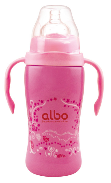 愛(ài)樂(lè)寶260ml不銹鋼真空保溫奶瓶紅色