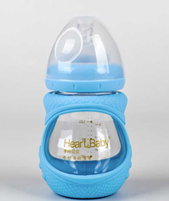 亨特貝貝寬口玻璃防摔初生瓶150ml藍(lán)色