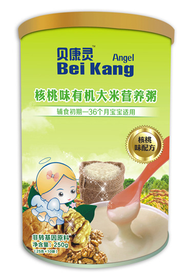 貝康靈核桃味有機(jī)大米營(yíng)養(yǎng)粥(聽裝)