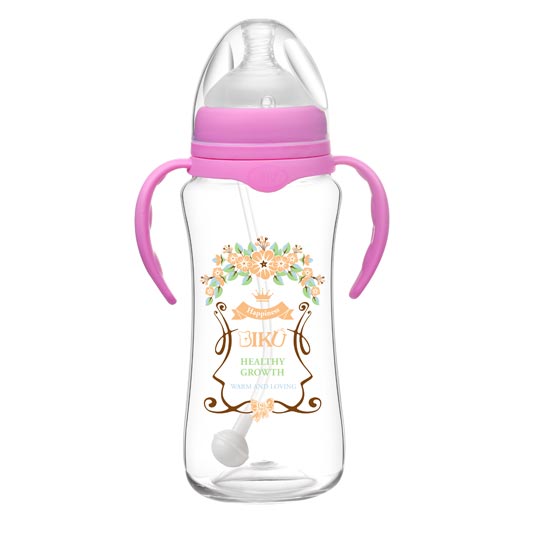 比酷熊嬰幼兒奶瓶玫紅色