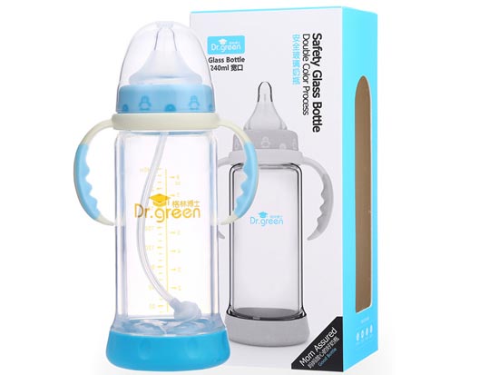 格林博士寬口安全玻璃奶瓶240ML藍(lán)色