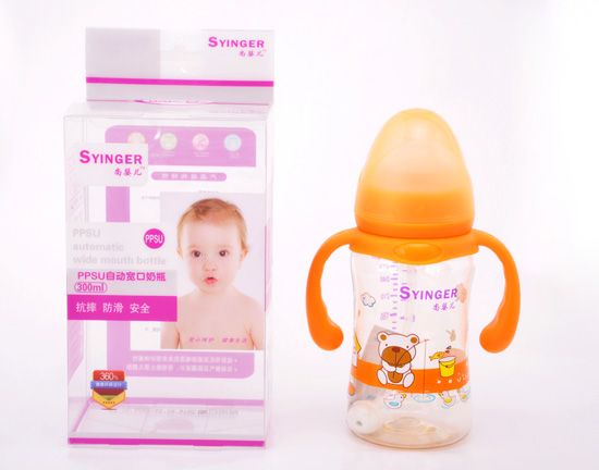 尚yingePPSU自動寬口奶瓶300ML橙色