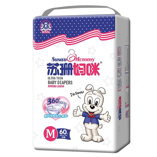 蘇珊媽咪柔薄型嬰兒紙尿褲M60片