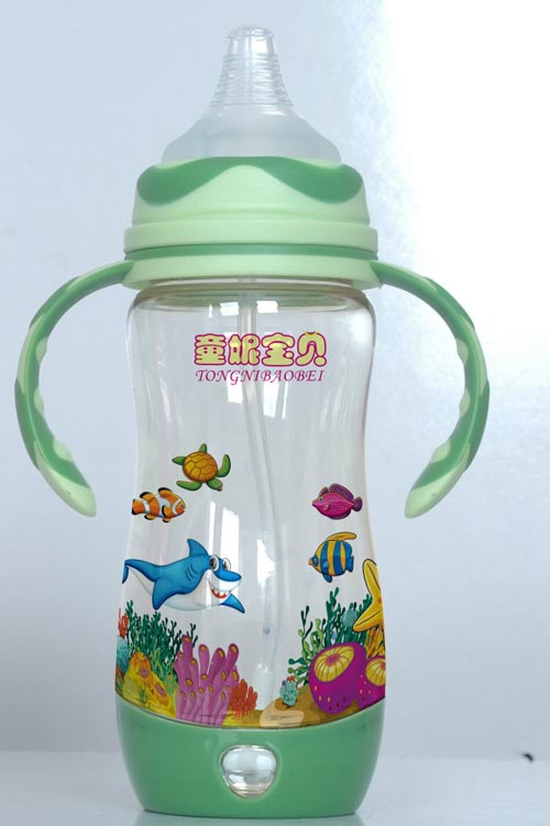 童妮寶貝有柄圓弧自動奶瓶綠色