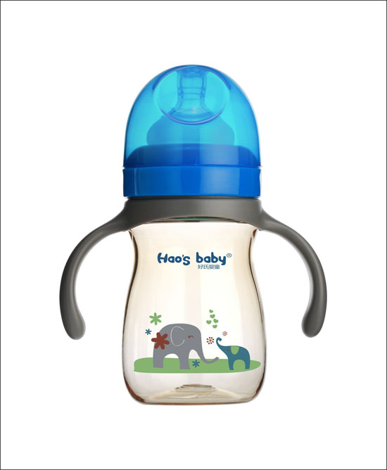 好氏嬰童小象印花藍(lán)色雙柄奶瓶(小)