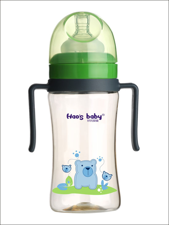 好氏嬰童小熊印花灰色雙柄奶瓶(大)