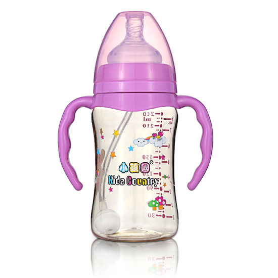 小孩國寬口直身自動(dòng)PPSU安全奶瓶240ML紫色