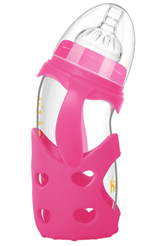 浩一貝貝新生兒彎頭寬口防脹氣奶瓶紅色雙柄240ml