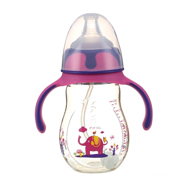 優(yōu)嘻噯PPSU有柄仿生自動奶瓶240ml紫色