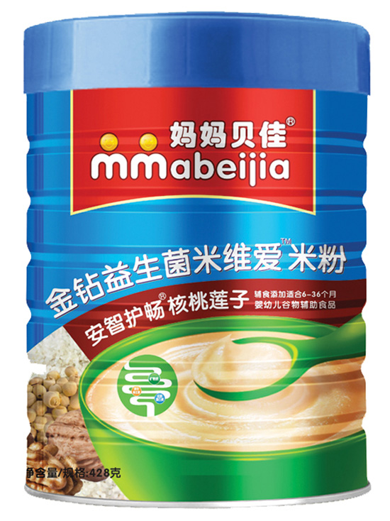 媽媽貝佳核桃蓮子428克益生菌米粉聽(tīng)裝