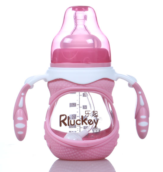 樂起寬口徑雙柄奶瓶粉色