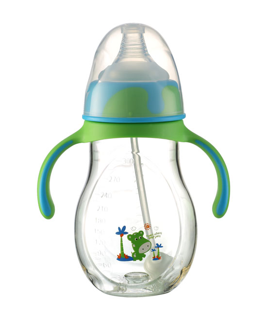 優(yōu)嘻噯黃金PA自動奶瓶300ml綠色