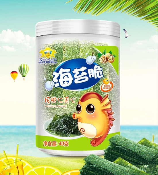 金盾愛(ài)嬰核桃仁夾心海苔脆桶裝