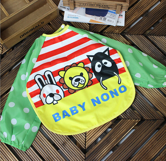 寶寶罩衣食飯衣畫畫衣圍兜綠