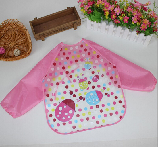 嬰兒EVA免洗吃飯衣圍兜圍嘴長(zhǎng)袖粉瓢蟲