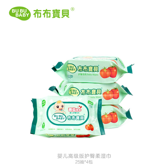 布布寶貝嬰兒高級(jí)版護(hù)臀柔濕巾25抽4包