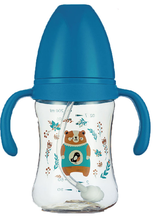 紐優(yōu)PA寬口黃金奶瓶210ml藍色