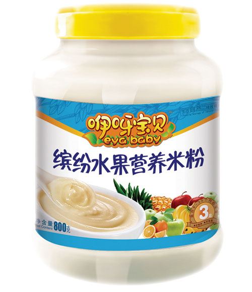 咿呀寶貝繽紛水果營養(yǎng)米粉(桶裝藍(lán)色)3段