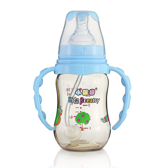 小孩國初生標(biāo)口弧形自動PPSU安全奶瓶120ML藍色