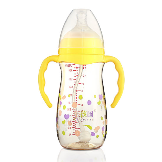 小孩國寬口香檳自動PPSU安全奶瓶320ML黃色