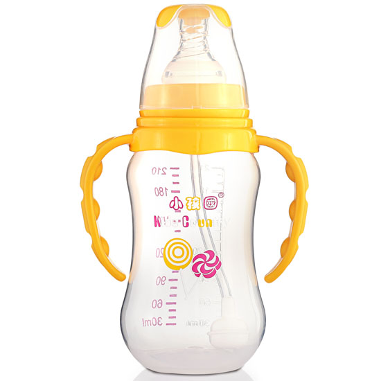 小孩國標口自動弧形PP安全奶瓶210 ML黃色