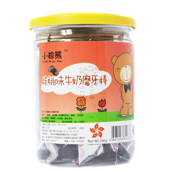 小棕熊核桃味牛奶磨牙棒100g正面