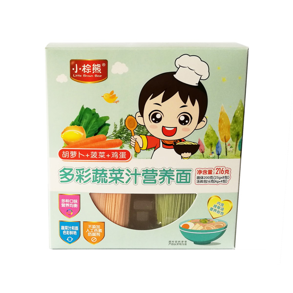 小棕熊多彩果蔬汁營養(yǎng)面(胡蘿卜+菠菜+紫薯+雞蛋)