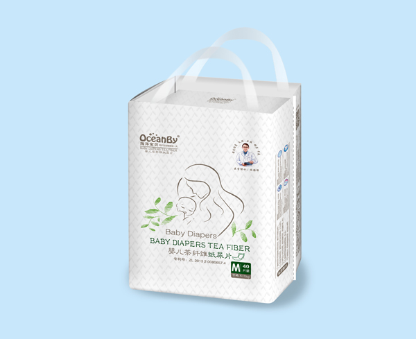 海洋寶貝嬰兒茶纖維紙尿片M碼40片-中包