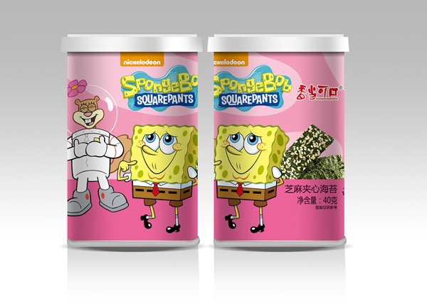 香當(dāng)可口海綿寶寶系列-芝麻夾心海苔桶裝