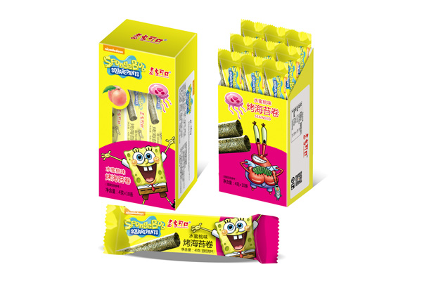 香當(dāng)可口海綿寶寶系列-烤海苔卷水蜜桃味盒裝