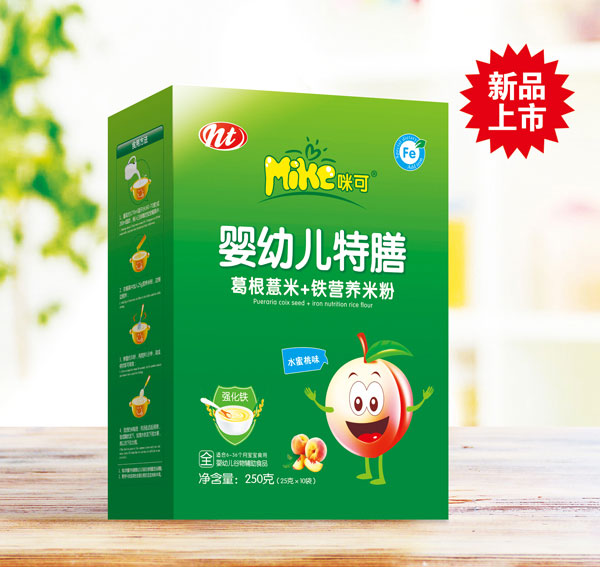 咪可嬰幼兒特膳葛根薏米+鐵營(yíng)養(yǎng)米粉(水蜜桃味)盒裝