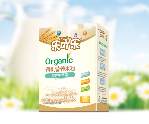 樂吖樂有機(jī)營養(yǎng)米粉鈣鐵鋅蘋果盒裝