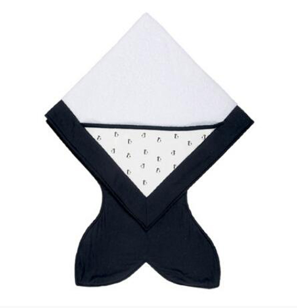 西班牙baby bites嬰兒純棉斗篷帶帽浴巾 黑企鵝