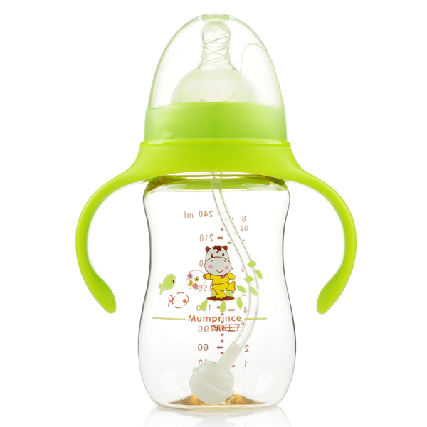媽咪王子PPSU寬口自動(dòng)吸240ml弧形奶瓶 綠色