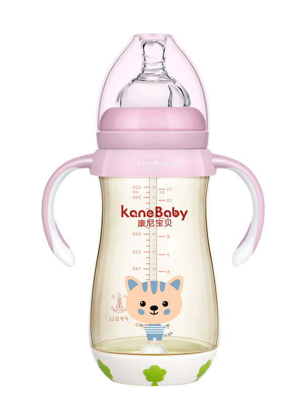 康尼寶貝時尚條紋貓小子PPSU奶瓶-粉色