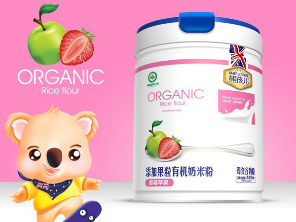 熊孩兒添加果粒有機(jī)奶米粉-草莓蘋(píng)果 聽(tīng)裝